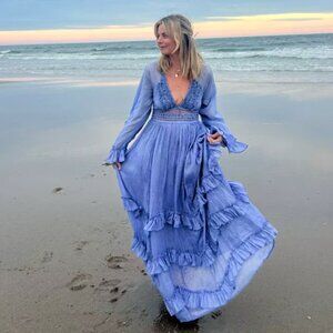 Free People Seraphina Maxi Dress in Electric Blue